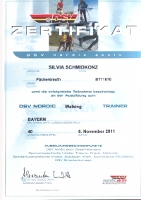 Zertifikat DSV Nordic Walking Trainer